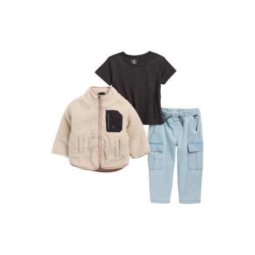 Volcom Kids' Fleece Jacket, T-Shirt & Cargo Joggers Set | Nordstromrack