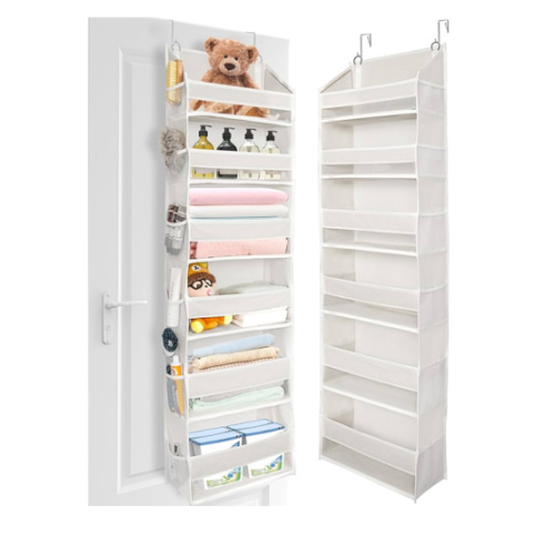ULG Over The Door Organizer with 6 Large Pockets 12 Side Pockets, 50lbs Weight Capacity Door Hanging Organizer for Bedroom, Bathroom, Pantry, Nursery Storage, Beige
