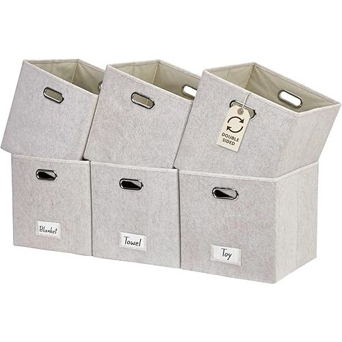 DECOMOMO Felt Storage Bins, 11 inch Cube Storage Bin with Labels