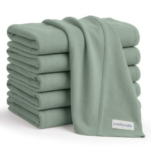 Comfy Cubs Baby Burp Cloths Set Pack of 6 - Large, 6-Layer, Ultra Absorbent Soft 100% Cotton for Infants - Fern