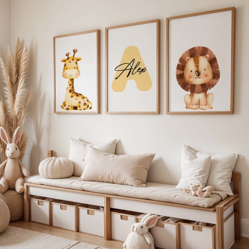 Watercolor Animals Custom Name Poster