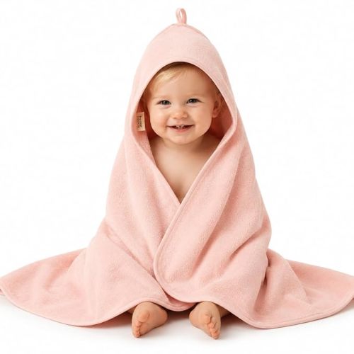 Hooded Baby Towels – 100% Organic Cotton Baby Bath Towels – Baby Girl Newborn Essentials - Super-Soft and Absorbent.(Blush)
