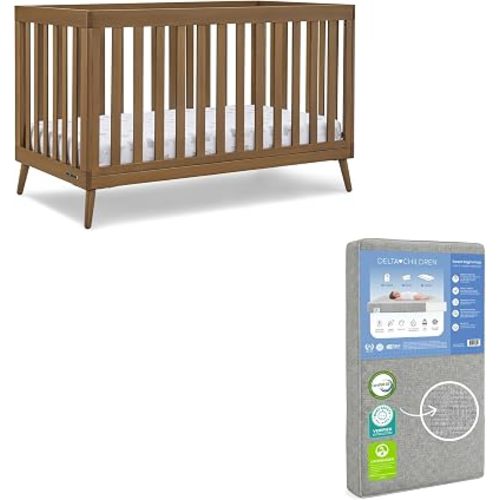 Delta Children Essex 4-in-1 Baby Crib & Mattress, Chestnut