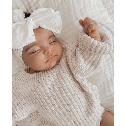EYELET BOW HEADBAND - WHITE – Petite + Co