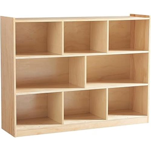 Montessori Shelf 8-Section Wooden Storage Cabinet, 3-Shelf Toy Organizers and Storage, Kids Classroom Organizer, Playroom, Daycare and Preschool