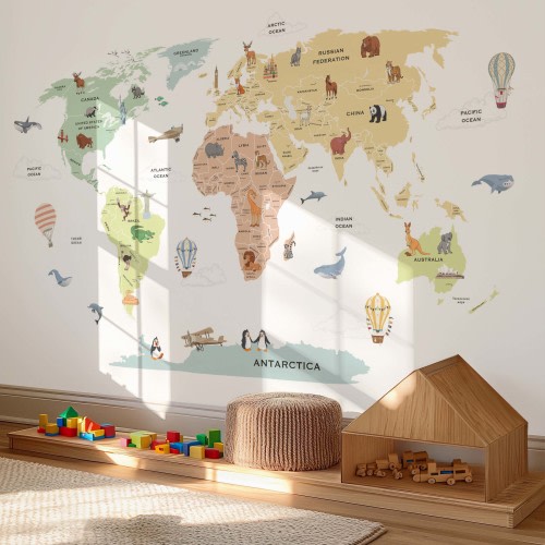 World Map with Capitals Wall Decal