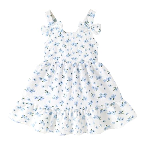 Infant Baby Girl Beach Sundress Casual Sleeveless Smocked Boho Dress Halter Ruffle Toddler Summer Outfits