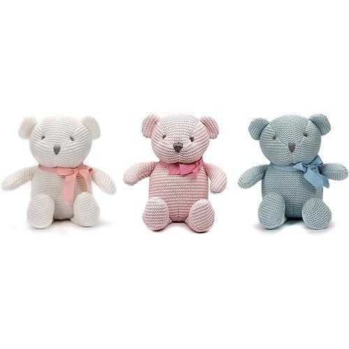 100% Organic Cotton Baby Teddy Bears Bulk for Baby Shower 6.5" (3pcs/Set)