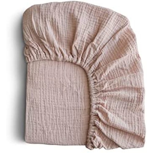 mushie Extra Soft Muslin Fitted Mini Crib Sheet | 24"x 38" (Blush)
