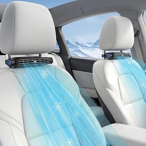 2 Pack Car Seat Fan for Backseat for Kids, Mini Portable Battery Operated Driver and Passenger's Seat Baby Quiet Headrest Neck Cooling Fan with 3 Adjustable Wind Speeds for All Cars (2pcs Black)