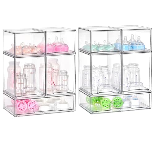 Vtopmart 10 Pack Baby Bottle Organizer Set, Stackable Storage Drawers Ideal for Kichen Countertop, Vanity, Bathroom, Cabinet, Pantry Organization