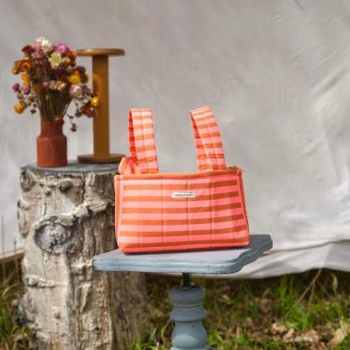 Peach & Rust Stripe Stroller Bag