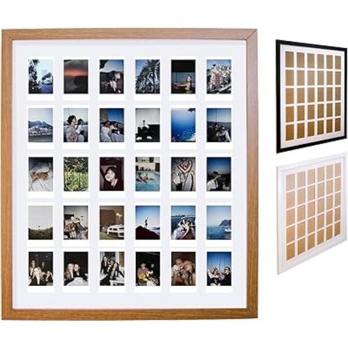 Wood Multi Picture Frame Collage Wall Decor For Fujifilm Instax Mini Film - 30 Openings Large Photo Collage Frame For Wall - Mini Picture Wall Frame - Not Compatible with Polaroid Film Size