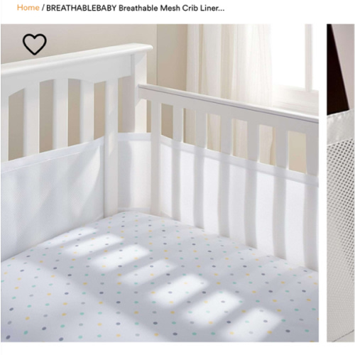 BREATHABLEBABY Breathable Mesh Crib Liner - White
