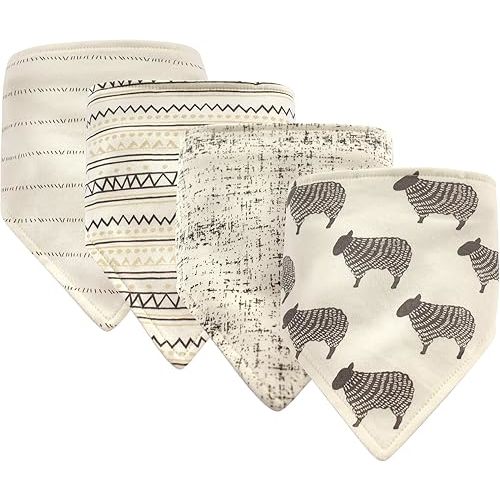 Hudson Baby Unisex Baby Cotton Bandana Bibs, Sheep, One Size