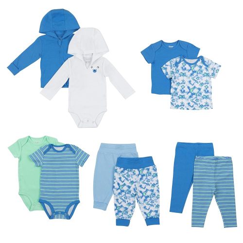 Hanes unisex-baby Clothes, Flexy Warm Weather Wardrobe, Girls & Boys 10-piece Set