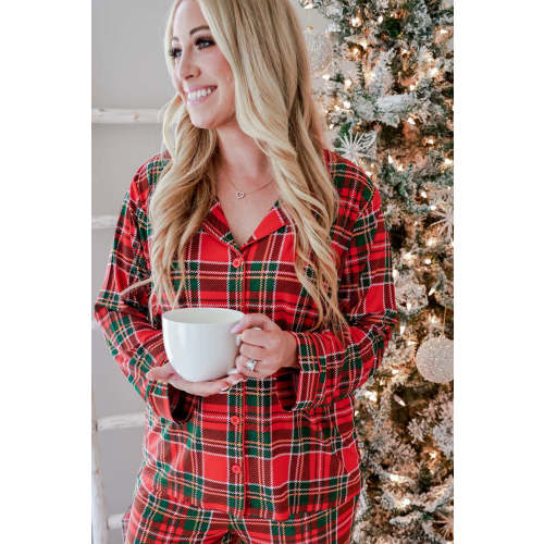 Adult Christmas Two-Piece Pajama Set | Plaid Tidings – Caden Lane