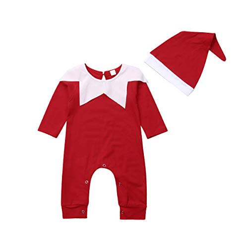 Christmas Baby Girl Boy Romper Newborn Clothes Santa Costume Long Sleeve Jumpsuit + Hat Infant Outfits Set