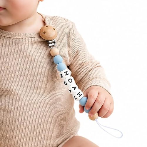 Personalized Pacifier Clip with Name, Customized Pacifier Clip Monogram Silicone Chain for Baby Girl Boys (Silicone)