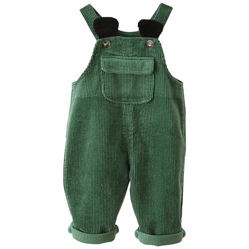 Happy Cherry Infant Baby Boy Girl Corduroy Overalls Romper Adjustable Button Suspender Big Pants Plain Romper Outfit Clothes