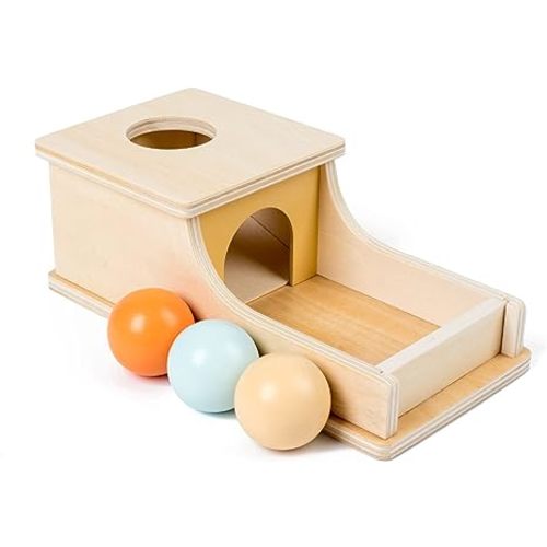 Montessori Toys for Babies 6-12 Months Object Permanence Box Wooden Ball Drop Toy Play for 6 Month 1 2 3 Year Old Toddlers Infant Early Age Toy