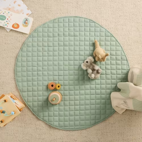 Adairs Kids - Organic Cotton Green Stripe Jersey Baby Play Mat | Adairs