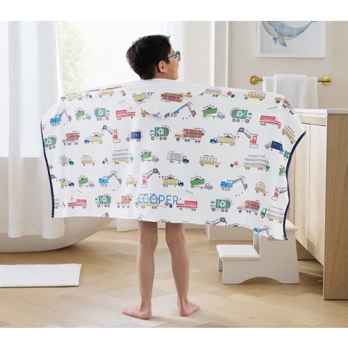 Busy Trucks Kid Hooded Towel