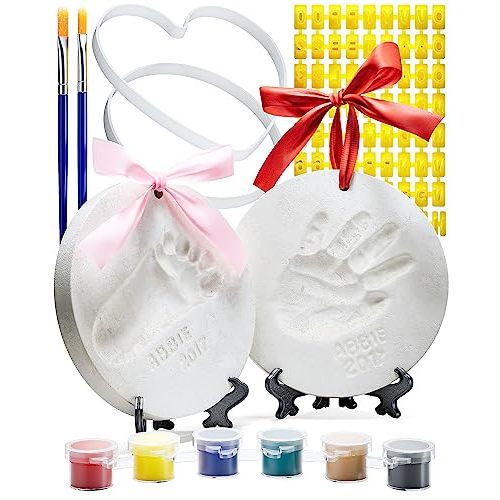 Little Hippo Baby Ornament Keepsake Kit 2 EASELS! Baby Shower Gifts, Baby Footprint Kit and Handprint Kit, Personalized Baby Gifts, Baby Christmas