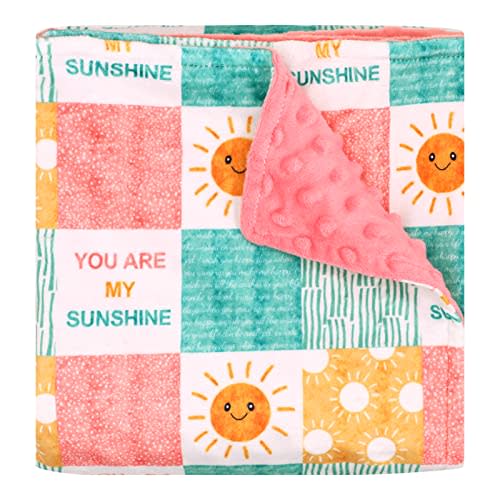 Baby Blanket for Girls, Super Soft Double Layer Mink Blankets with Dotted Backing, Sun Smile Toddler Newborn Nursery Bed Blanket, You are My Sunshine Print Throw Blanket, 30 X 40 Inches