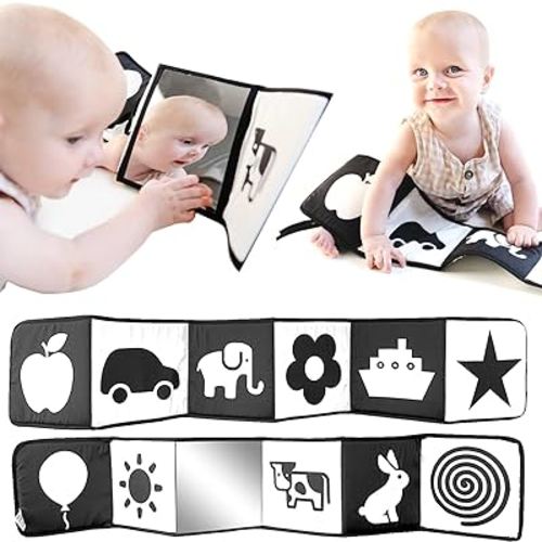 High Contrast Baby Toys for Newborn Black and White Baby Toys 0-3 Months Baby Books 0-6 Months High Contrast Baby Book Tummy Time Mirror Newborn Toys Contrast Toys for Infants 0-6 Months