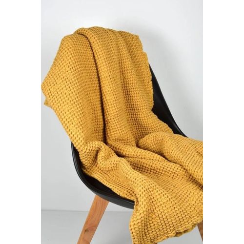 Mustard Waffle Linen Baby Blanket: Soft Organic Cotton Swaddle