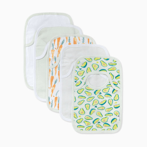 Organic Lap Shoulder Bib (5 Pack) - Carrots & Avocados