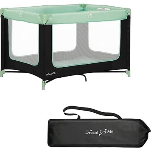 Dream On Me Zodiak Portable Playard in Mint, Lightweight, Packable and Easy Setup Baby Playard, Breathable Mesh Sides and Soft Fabric - Comes with a Removable Padded Mat