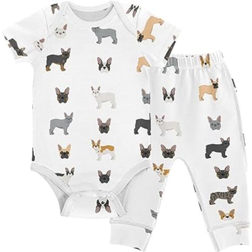 vvfelixl Baby Pants Sets Cute Dogs Puppy Short Sleeve Baby Clothes For Boys Girls 0-24 Months