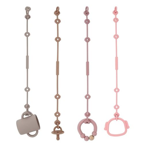 4pcs Toy Safety Straps, Socub Silicone Adjustable Baby Pacifier Teether Straps, Toddler Toy Bottle Harness Straps for Strollers, High Chair, Cribs, Bags, BPA Free