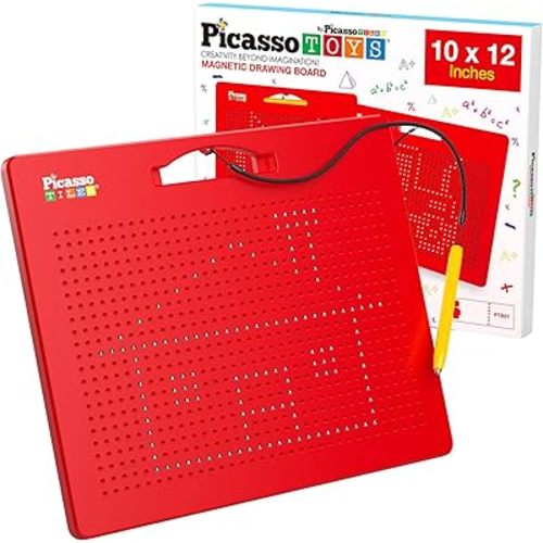 PicassoTiles Toys Magnetic Drawing Board 12x10 inch Large 748 Bead Magnet Tablet Pad Erasable Reusable Writing Playboard STEM Toys Educational Playset Open-Ended Learning Kit PTB01
