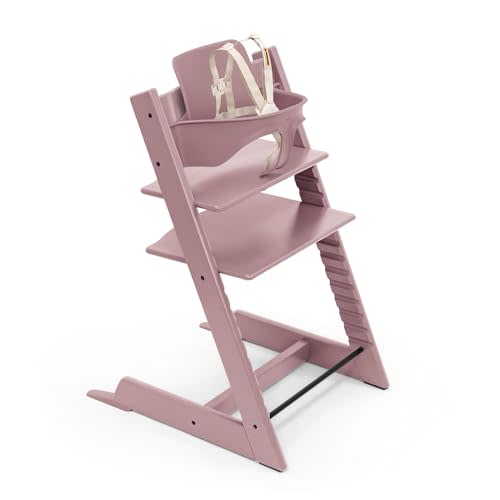 Stokke Tripp Trapp High Chair + Baby Set + Harness, Heather Mauve | Includes Chair, Baby Set, Removable Harness for Children 6-36 Months, Adjustable, Ergonomic & Easy to Clean, Baby Essentials