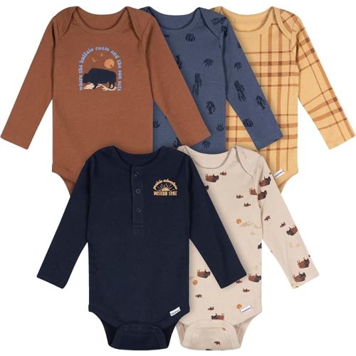 Gerber Baby Boys 6-Pack Long Sleeve Onesies Bodysuit