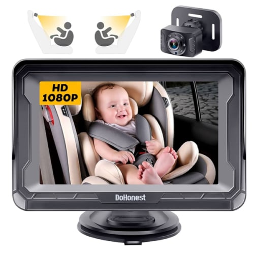 DoHonest Baby Car Camera HD 1080P - Rear-Facing Car Baby Monitor with Night Vision, Adjustable View Angle, Easy Setup, Anti-Glare Display, Safety for Kids & Infants