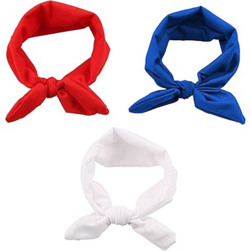 Baby Girl's Cute Toddler Bow Headbands Bowknot Rabbit Hairband Headwear for Daily Life Travel Photography (Red Royal Blue White)