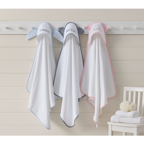 Gingham Critter Baby Hooded Towel & Washcloths | Pottery Barn Kids