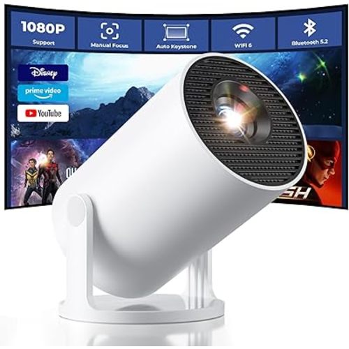 CLOKOWE Mini Projector with WiFi and Bluetooth - Built-in Apps, Smart Portable Projector with 180° Rotation, Auto Keystone, Support 1080P, Compatible with HDMI/USB/TV Stick/Smartphone/Laptop