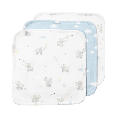 Living Textiles Wash Cloths 3 Pack Elephant Playtime