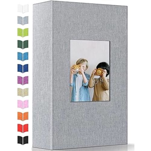 Photo Album 4x6 with 300 Pockets,Slip-in Picture Albums,Linen Cover Memory Book with Front Window,White Page Vertical Photo Book for Wedding,Family,Anniversare,Baby,Vacation