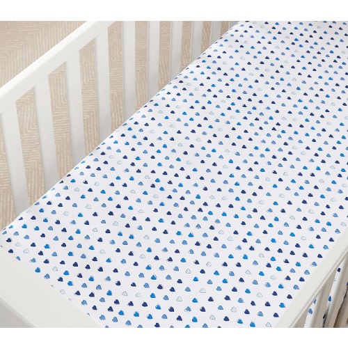 Roller Rabbit Multi Hearts Organic Crib Fitted Sheet
