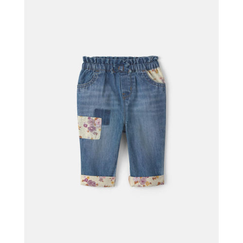 Baby Girl Floral Patch Denim Pull-On Jeans - Light Wash - OshKosh B'gosh | Carter's