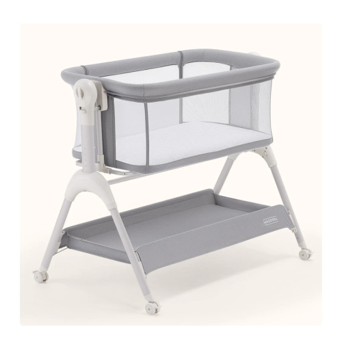 HARPPA Cuddly Sway | 3-in-1 Rocking Baby Bassinet & Bedside Sleeper with Anti-Reflux Mattress for Newborns | Attaches to Bed, Adjustable Height, Tool-Free Setup, Portable Wheels, CPSC Certified, Gentle Rocking Motion | Ideal for Infants, Safe Co-Sleeping