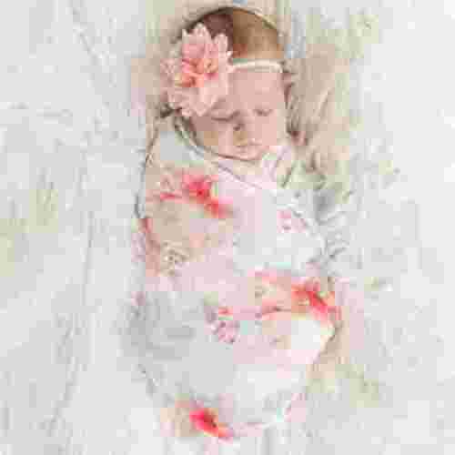 EIMELI 2 PCS Swaddle Blanket,Baby Girl Gifts, Baby Receiving Blankets and Headbands Set for Newborn Infant Baby Shower Wrap With Pink Rose