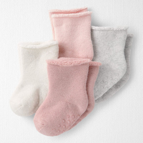 Baby Girl 4-Pack Slip Resistant Socks Made with Organic Cotton | Carter’s Oshkosh Canada