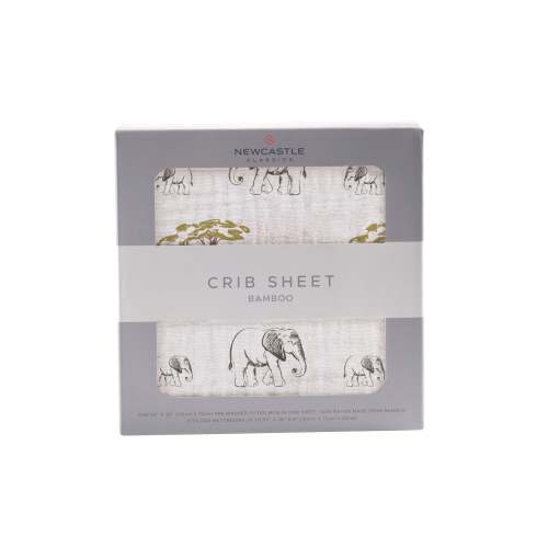 Rhinos and Elephants Bamboo Muslin Crib Sheet